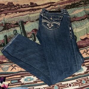 Vintage Rock Revival Dark Blue Boot Cut Jeans